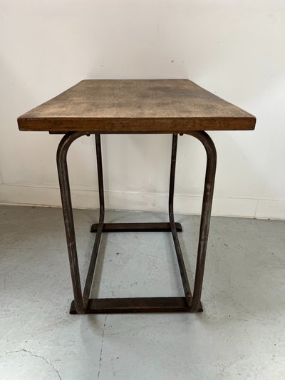 Design desk in tube and wood top XX century