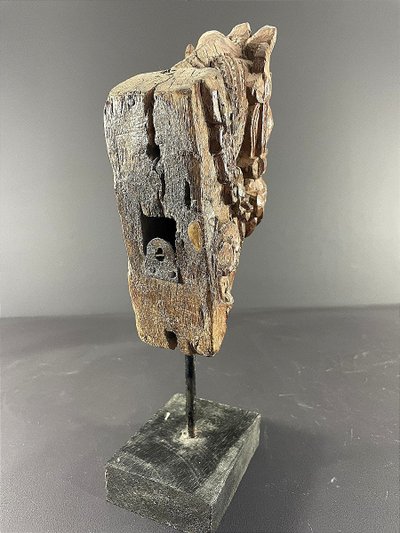 India, 19th century, Votive sculpture in the form of a harnessed horse's head.