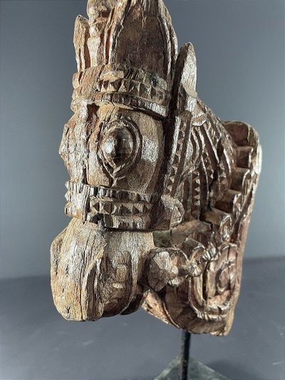 India, 19th century, Votive sculpture in the form of a harnessed horse's head.