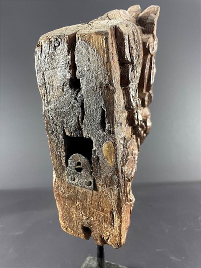 India, 19th century, Votive sculpture in the form of a harnessed horse's head.