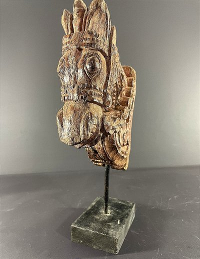 India, 19th century, Votive sculpture in the form of a harnessed horse's head.