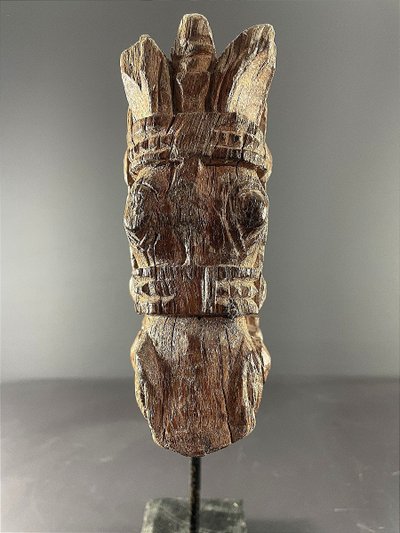 India, 19th century, Votive sculpture in the form of a harnessed horse's head.