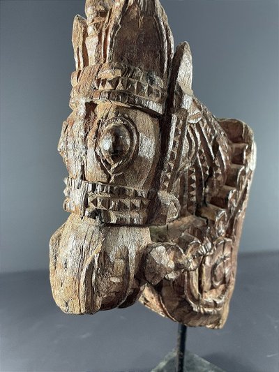 India, 19th century, Votive sculpture in the form of a harnessed horse's head.