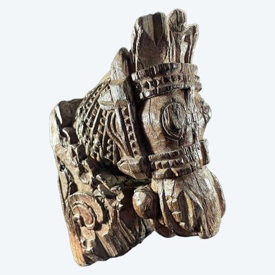 India, 19th century, Votive sculpture in the form of a harnessed horse's head.