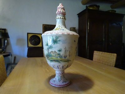 18th century earthenware Veuve Perrin Marseille Fisherman's Urn