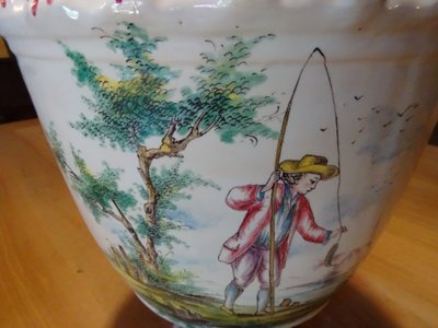 18th century earthenware Veuve Perrin Marseille Fisherman's Urn