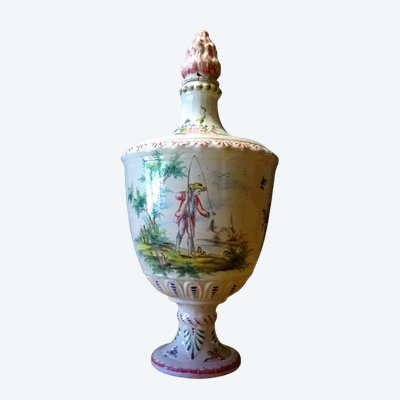 18th century earthenware Veuve Perrin Marseille Fisherman's Urn