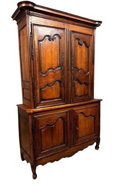 Louis XV-style two-piece buffet in cherry and walnut circa 1880-1900