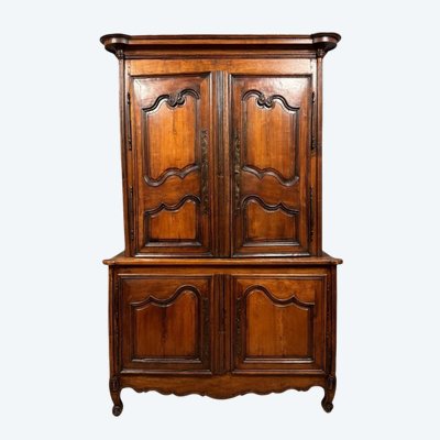 Louis XV-style two-piece buffet in cherry and walnut circa 1880-1900