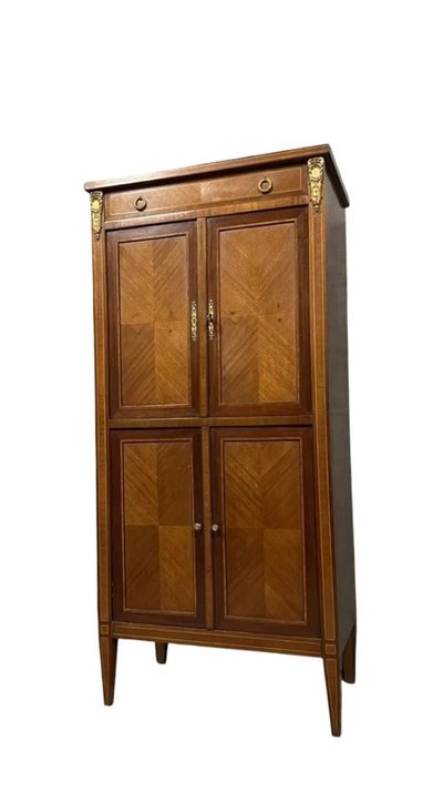 Mobile in stile Luigi XVI in intarsio e bronzi dorati 1880 ca.