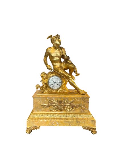 Large clock (70cm) - Mercury - bronze/marble - France - 19th century