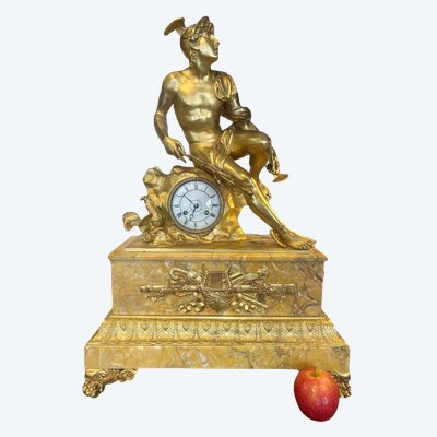 Large clock (70cm) - Mercury - bronze/marble - France - 19th century