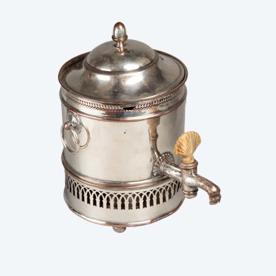 Eierwärmer (Egg Coddler / Egg Boiler) aus versilbertem Metall, Anfang 20.