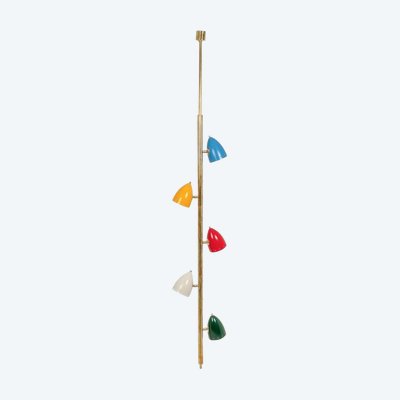 Röhrenförmige Hängeleuchte aus patiniertem und lackiertem Messing. Contemporain.LS6534711Z