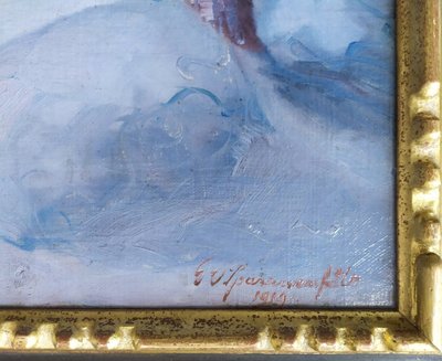 Winterlandschaft Ölgemälde auf Leinwand von G. Von Sparrvenfält Schwedischer Maler 20.