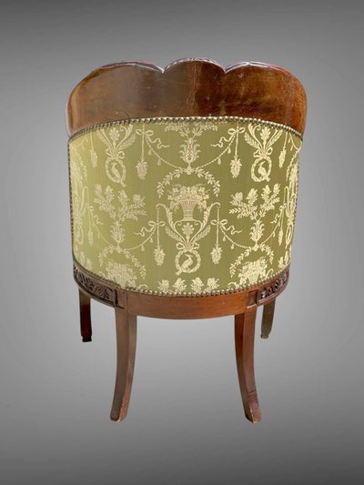 FRENCH CEREMONIAL ARMCHAIR, CARVED MAHOGANY STRUCTURE, EMPIRE PERIOD