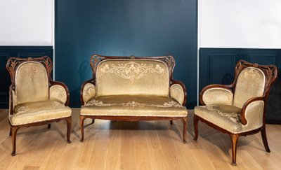 C. Plumet & T. Selmersheim, Ensemble de Salon aux Iris, Art Nouveau Mobilier