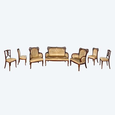 C. Plumet & T. Selmersheim, Ensemble de Salon aux Iris, Art Nouveau Mobilier