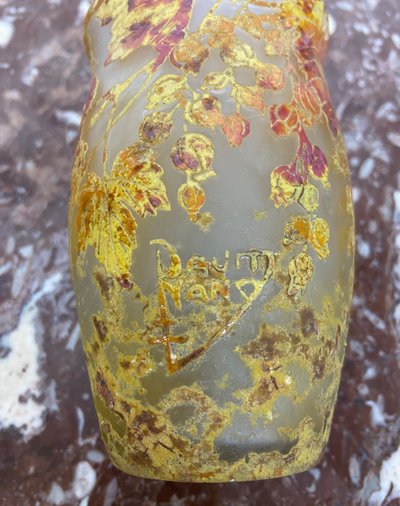 Daum Nancy vase with rose hip Art Nouveau