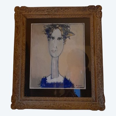 Michel Gassies satyre des temps modernes Gouache