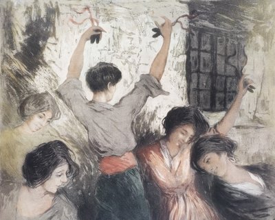 Allan österlind Swedish Painter And Engraver Etching Flamenco Dancers 20th C  Engraving 
