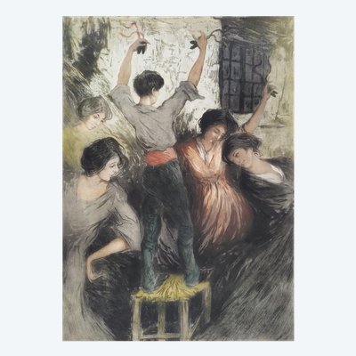 Allan österlind Swedish Painter And Engraver Etching Flamenco Dancers 20th C  Engraving 