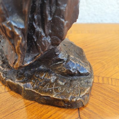 E A Leroy, camerunense, scultura orientalista in bronzo, inizio XX secolo