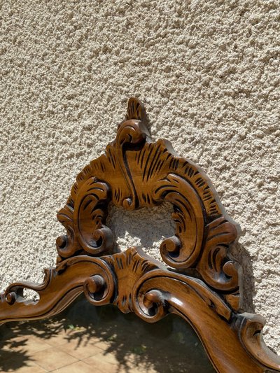 Miroir de style Rocaille en bois sculpté, Circa 1960 - 80x135 cm