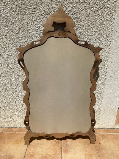 Miroir de style Rocaille en bois sculpté, Circa 1960 - 80x135 cm