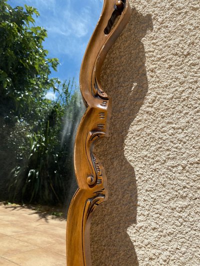 Miroir de style Rocaille en bois sculpté, Circa 1960 - 80x135 cm