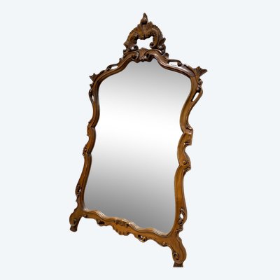 Miroir de style Rocaille en bois sculpté, Circa 1960 - 80x135 cm