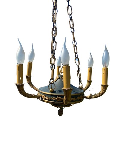 Lampadario in stile impero a sei bracci in ormù - 1920 circa
