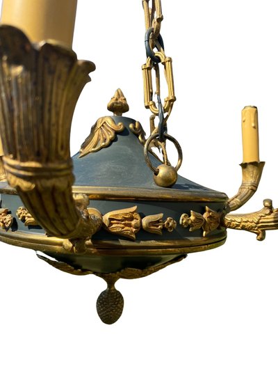 Lampadario in stile impero a sei bracci in ormù - 1920 circa
