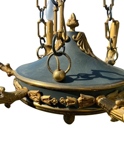 Lampadario in stile impero a sei bracci in ormù - 1920 circa