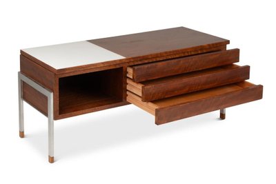 Coppia di cassettiere basse in teak e metallo cromato. Anni '60.LS6495708M