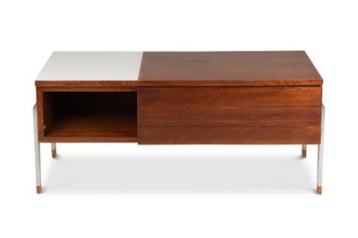 Coppia di cassettiere basse in teak e metallo cromato. Anni '60.LS6495708M