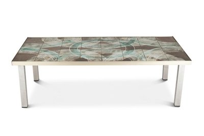 Coffee table with ceramic and chrome-plated top. 1970s.LS6522307M
