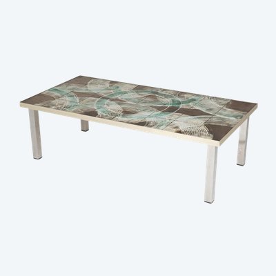 Coffee table with ceramic and chrome-plated top. 1970s.LS6522307M