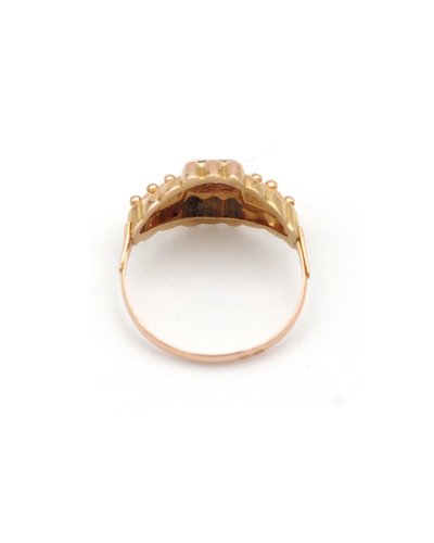 Anello solitario retrò con diamante in oro 18 carati, anello stile carro armato, anello vintage