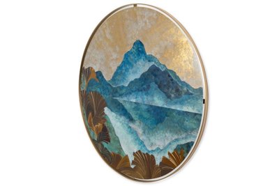 Gemälde mit Intarsien aus oxidiertem Messing. Contemporain.LS65302405P