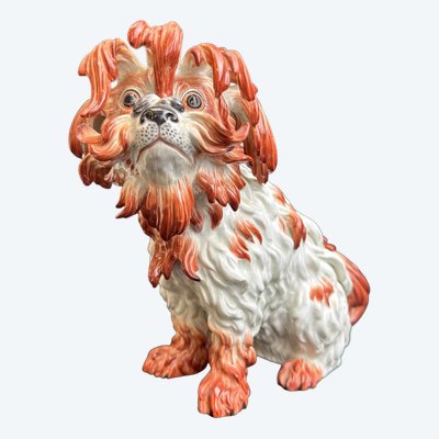 Figura di cane bolognese in porcellana di Meissen
