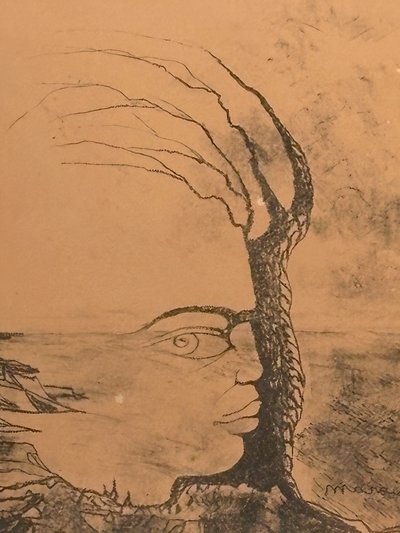 Jean Marais - Der Baum mit dem Gesicht, signierte und nummerierte Lithografie (1973)