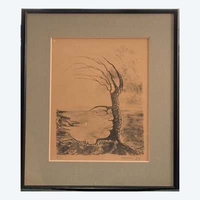Jean Marais - Der Baum mit dem Gesicht, signierte und nummerierte Lithografie (1973)