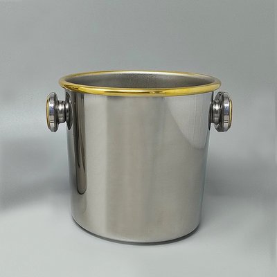 1970er Jahre Wunderschöner Cocktail-Shaker in Gold 24K und Edelstahl mit Eiskübel von Mepra. Hergestellt in Ita