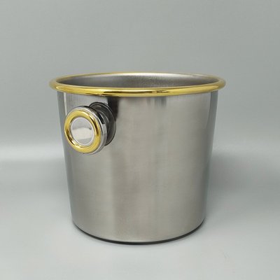 1970er Jahre Wunderschöner Cocktail-Shaker in Gold 24K und Edelstahl mit Eiskübel von Mepra. Hergestellt in Ita