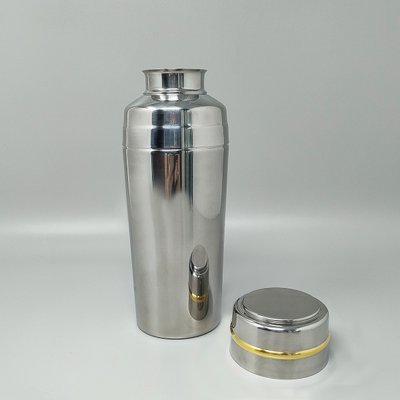 1970er Jahre Wunderschöner Cocktail-Shaker in Gold 24K und Edelstahl mit Eiskübel von Mepra. Hergestellt in Ita