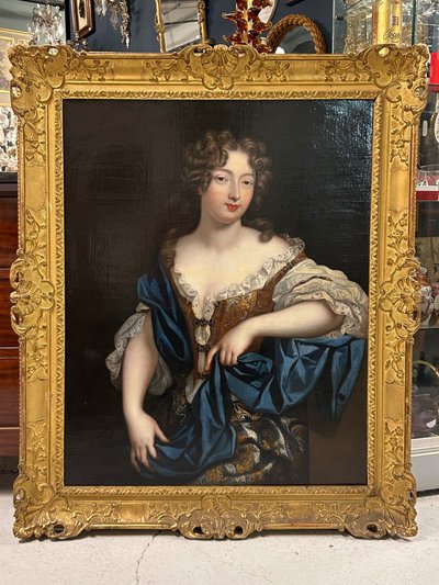 Porträt einer Frau aus dem 17. Jahrhundert Öl auf Leinwand - H 113 cm