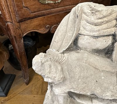 Skulptur aus weißem Stein Jungfrau der Frömmigkeit Pieta Gekreuzigter Christus XVII.