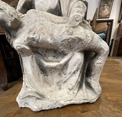 Skulptur aus weißem Stein Jungfrau der Frömmigkeit Pieta Gekreuzigter Christus XVII.