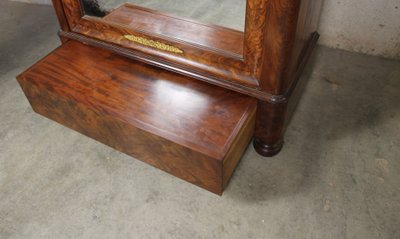 Armoire in mogano e bronzo con grande specchio e cassetto XIX secolo Periodo della Restaurazione